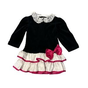 Vintage Diane von Fürstenberg Velvet Lace Girls Dress 3T Made in USA Holiday